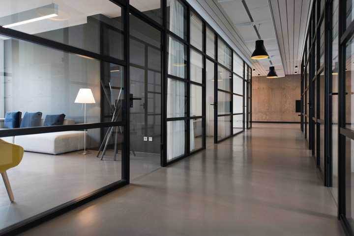 Office corridor in a modern office building.