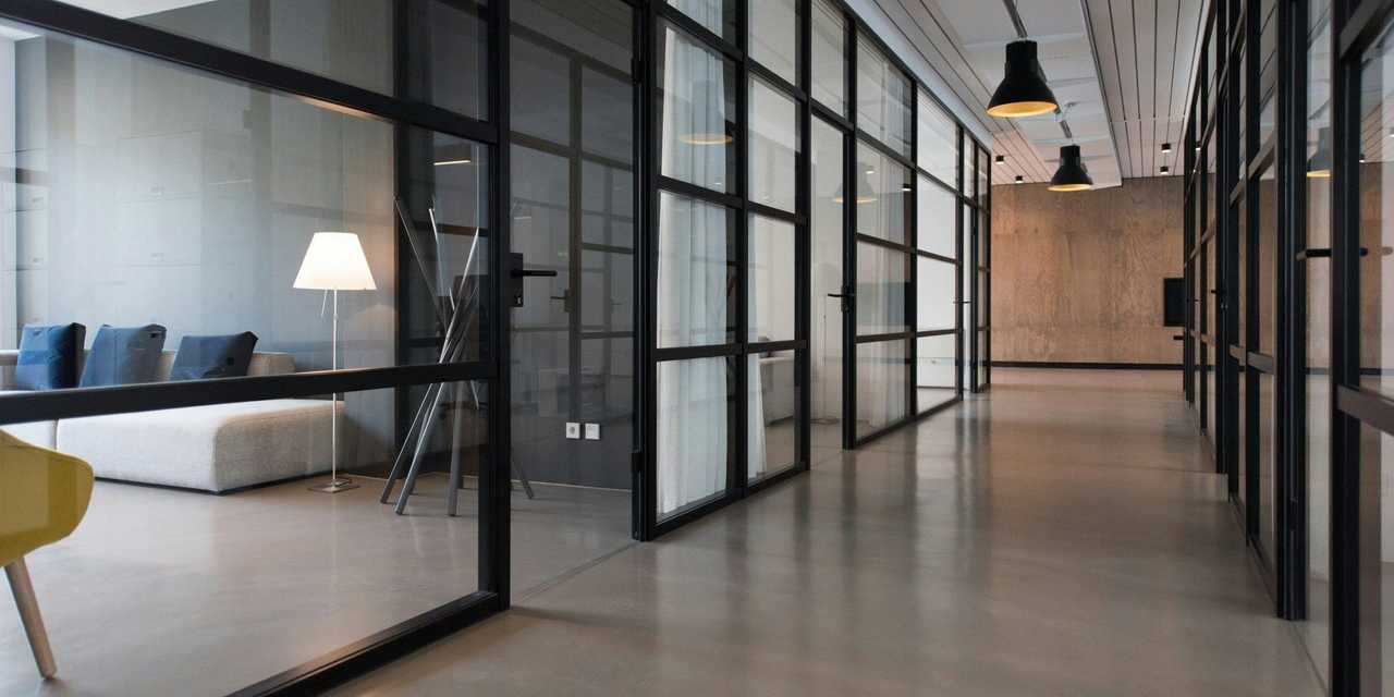 Office corridor in a modern office building.