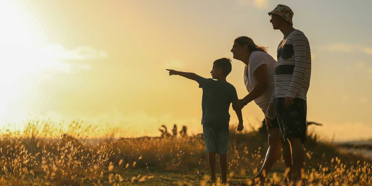 A family in a field