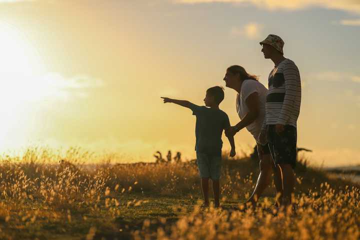 A family in a field